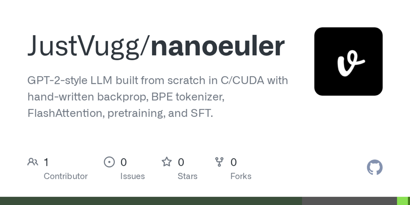 show hn nanoeuler gpt2 scale model in pure ccuda from scratch