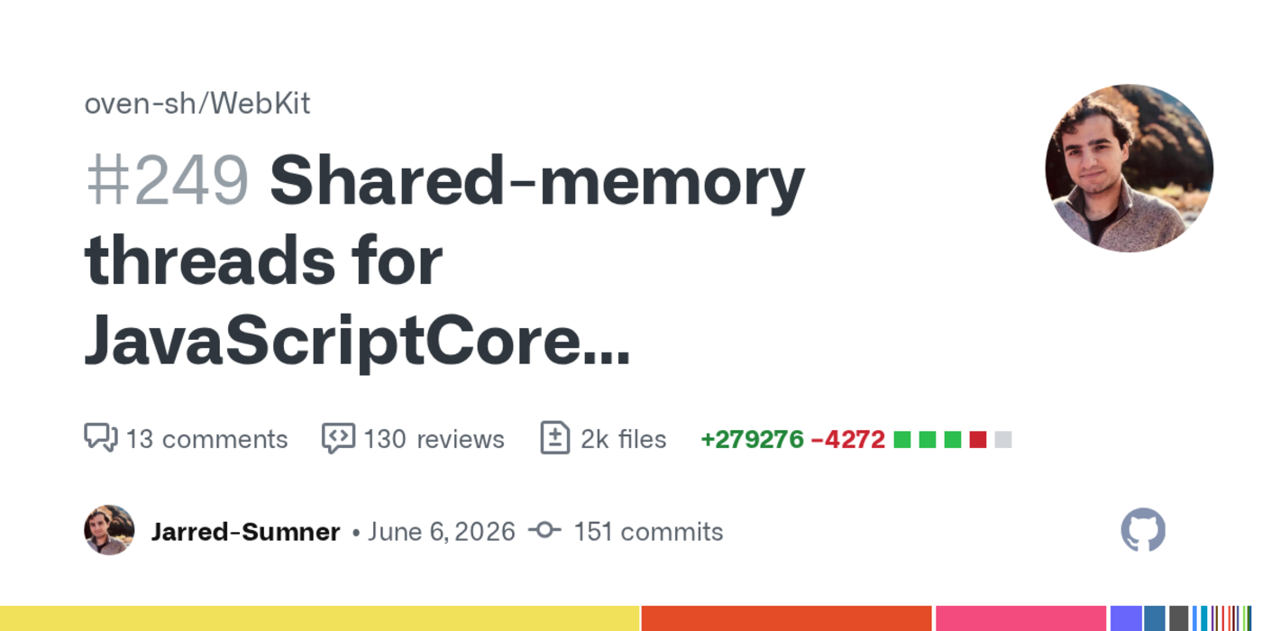 bun has an open pr adding sharedmemory threads to javascriptcore