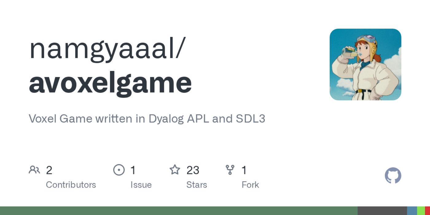 a 3d voxel game engine written in apl
