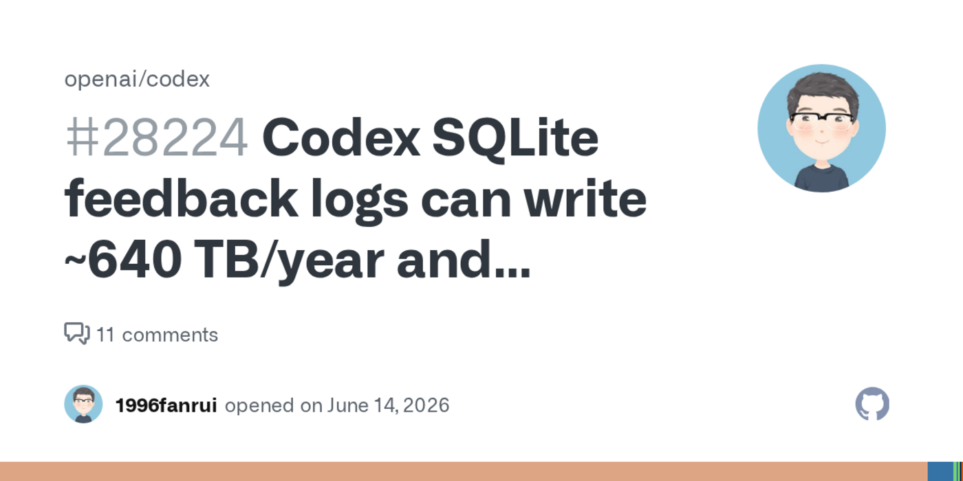 codex logging bug may write tbs to local ssds