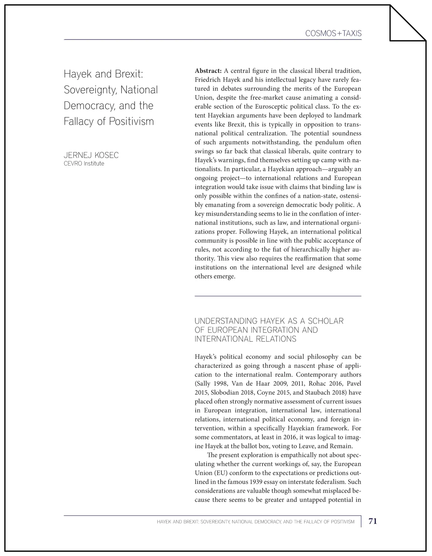 hayek and brexit sovereignty national democracy and the fallacy of positivism pdf