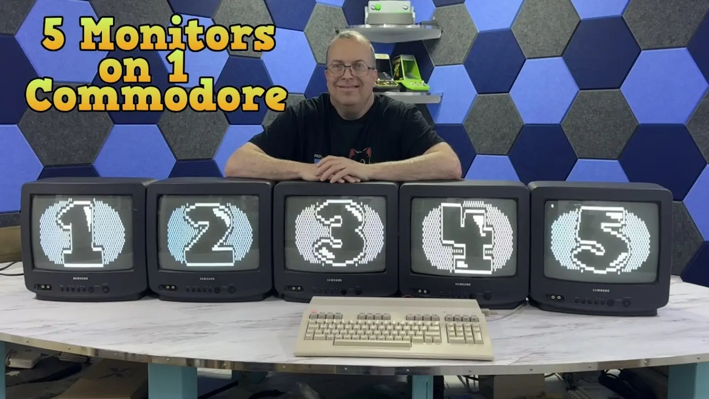 five monitors on a commodore 128 video