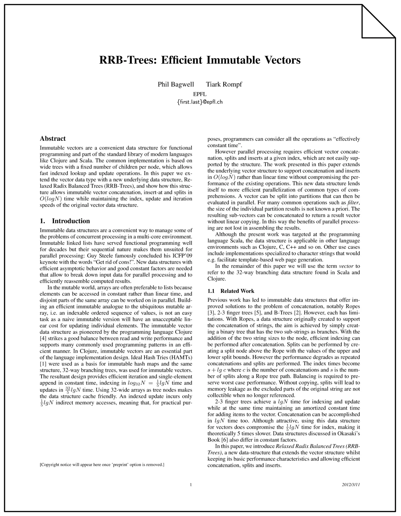 rrbtrees efficient immutable vectors