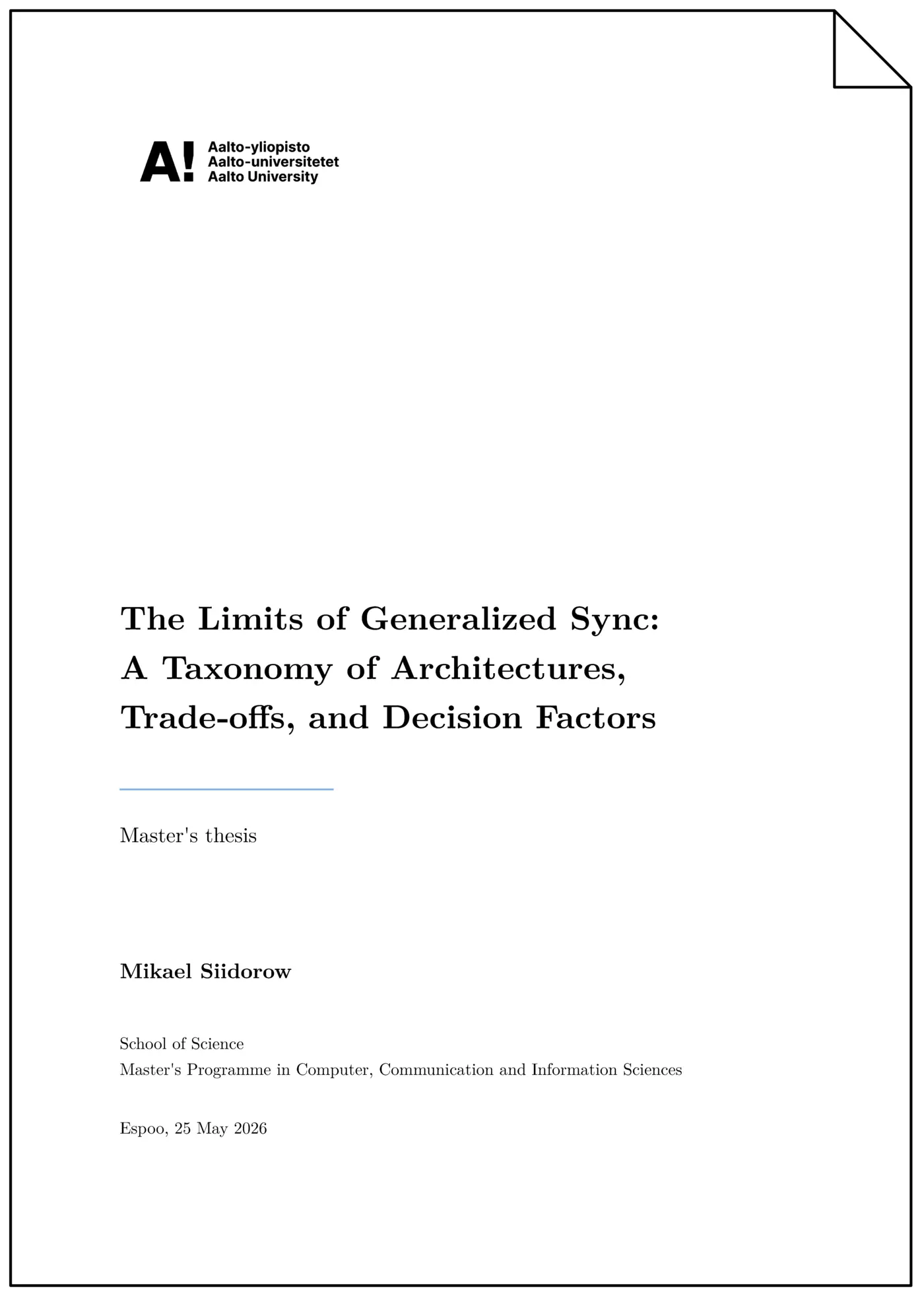 msc thesis the limits of generalized sync