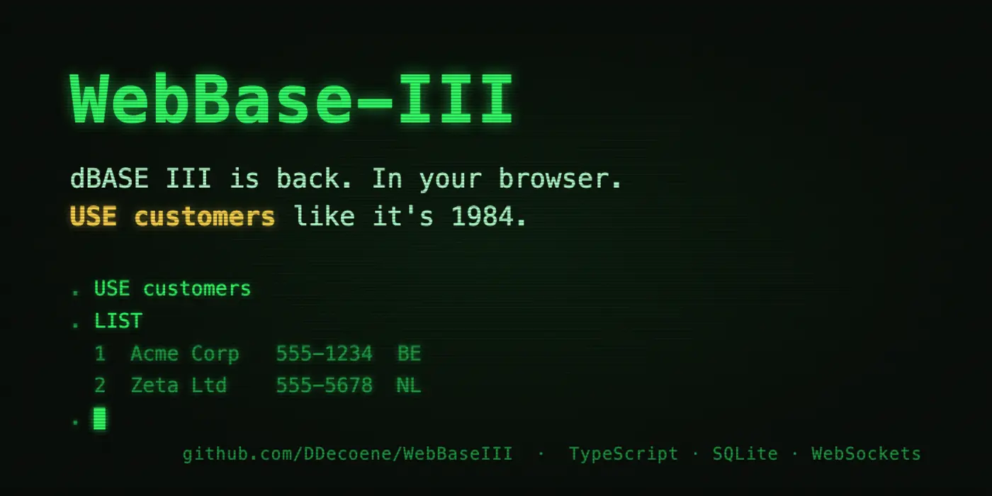 show hn webbaseiii dbase iii rebuilt in the browser with its own interpreter