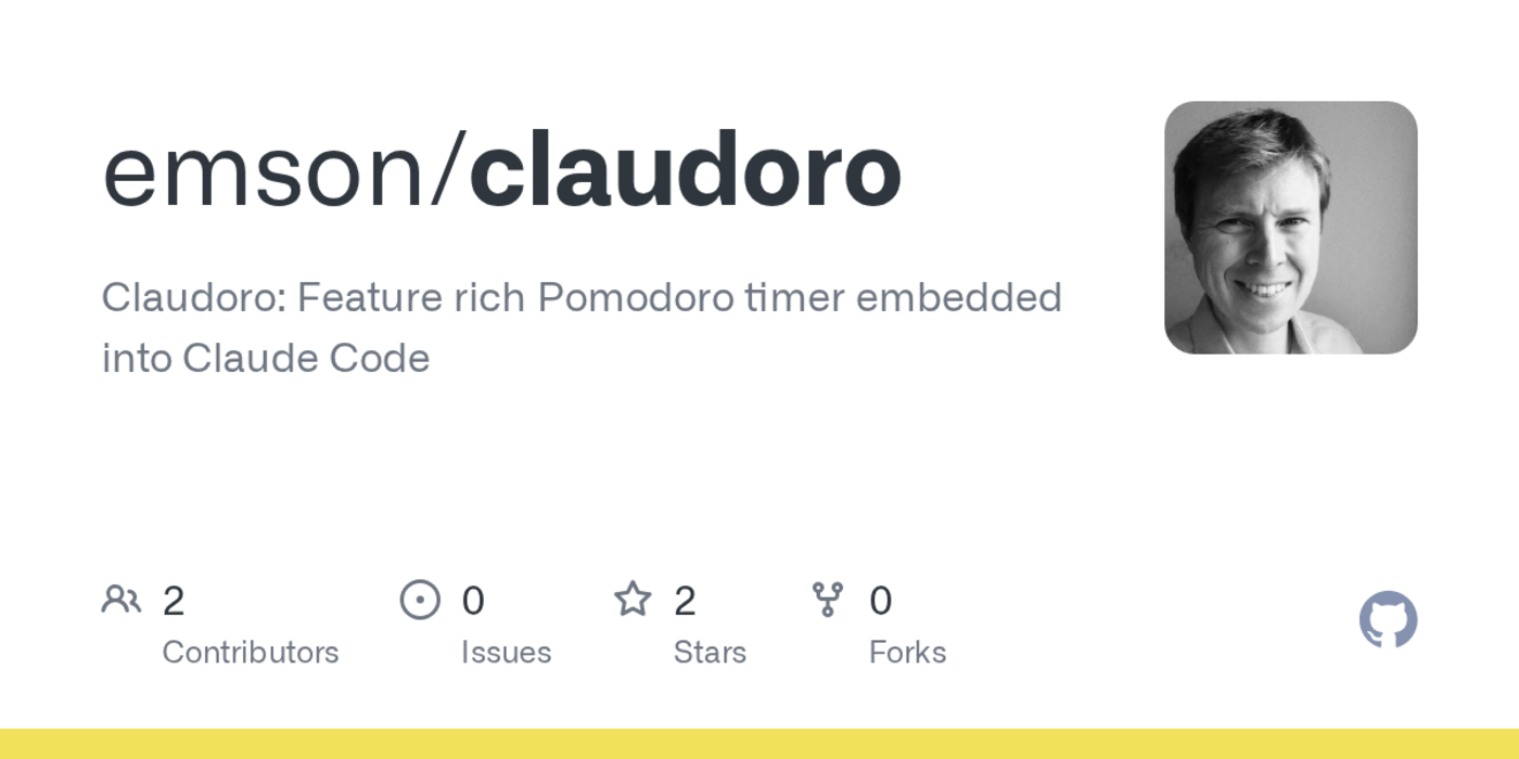 show hn claudoro pomodoro timer embedded in the claude code statusline