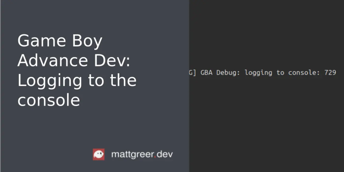 game boy advance dev logging to the console