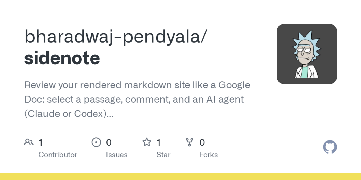 show hn sidenote comment on your rendered blog an llm writes the git diff