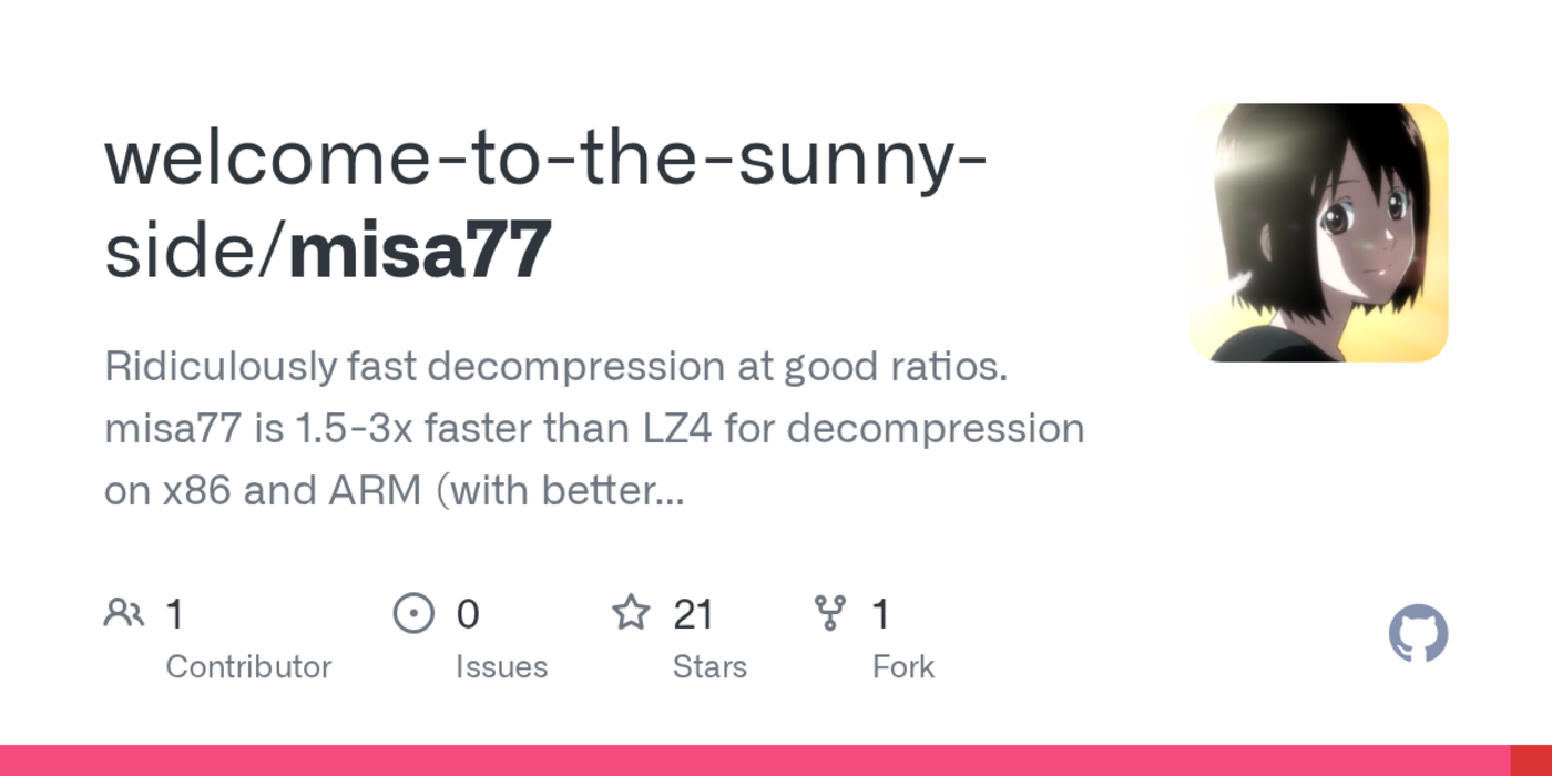 show hn misa77 a codec that decodes 2x faster than lz4 at better ratios