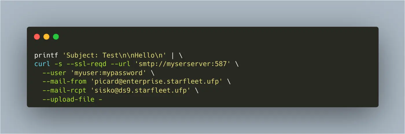 curl can be used to send emails with smtp