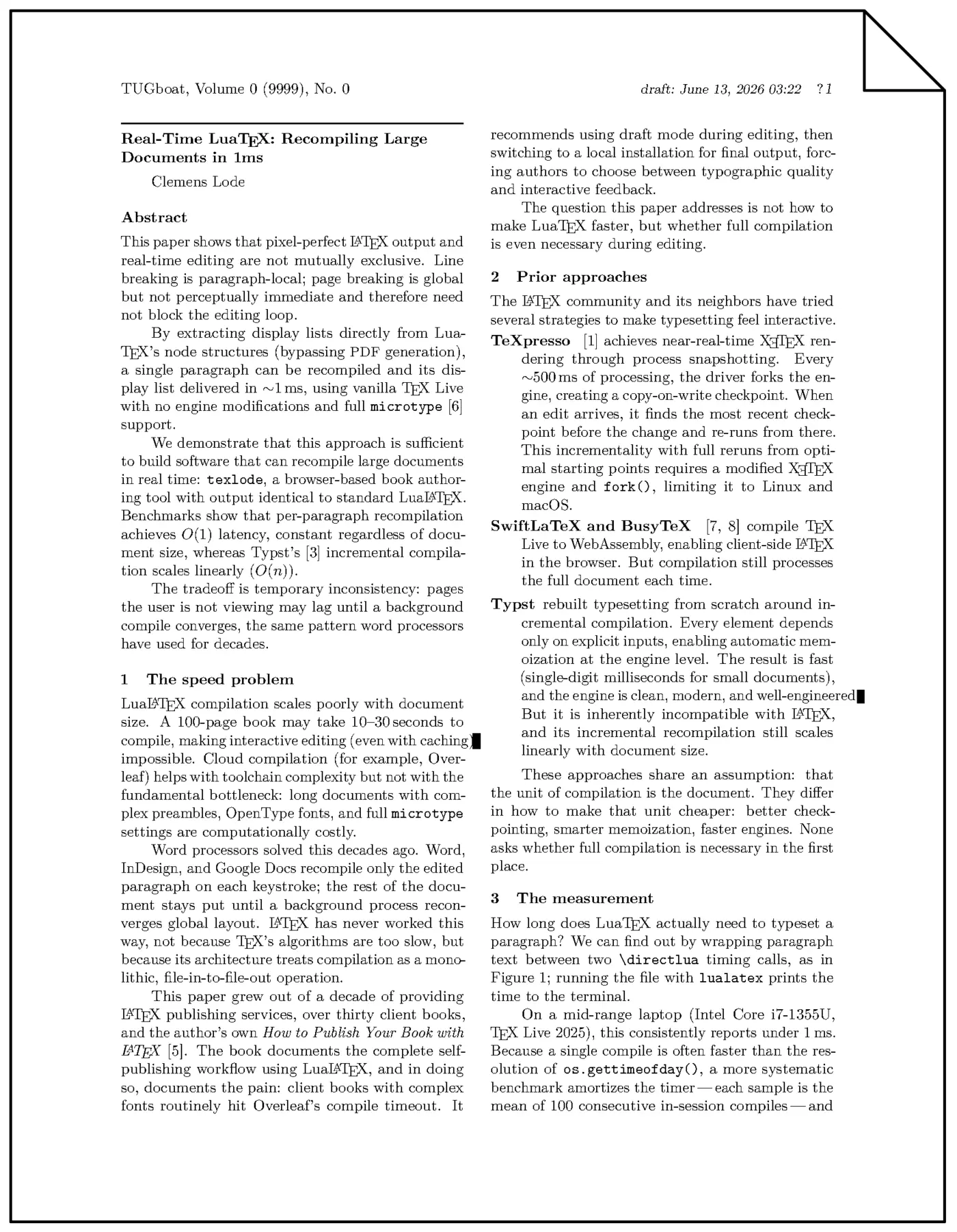 realtime luatex recompiling large documents in 1ms pdf