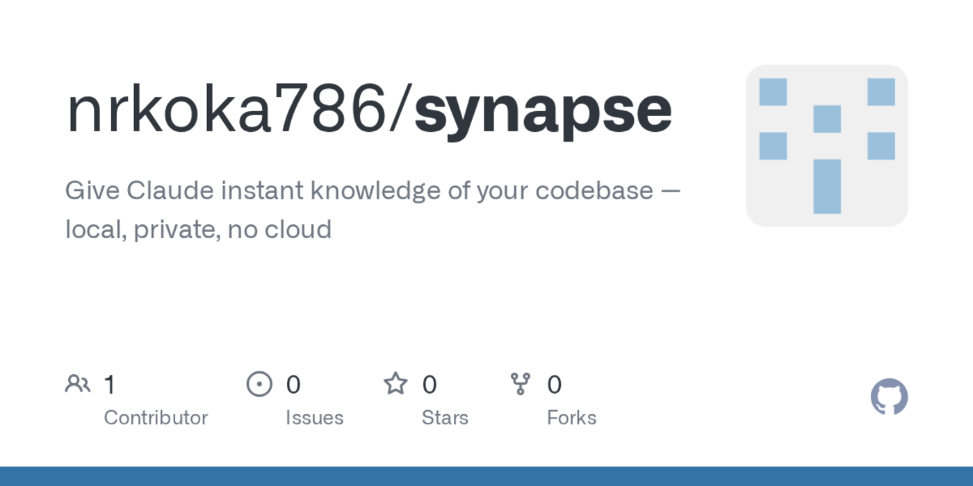 show hn synapse local codebase indexer and mcp server for claude code