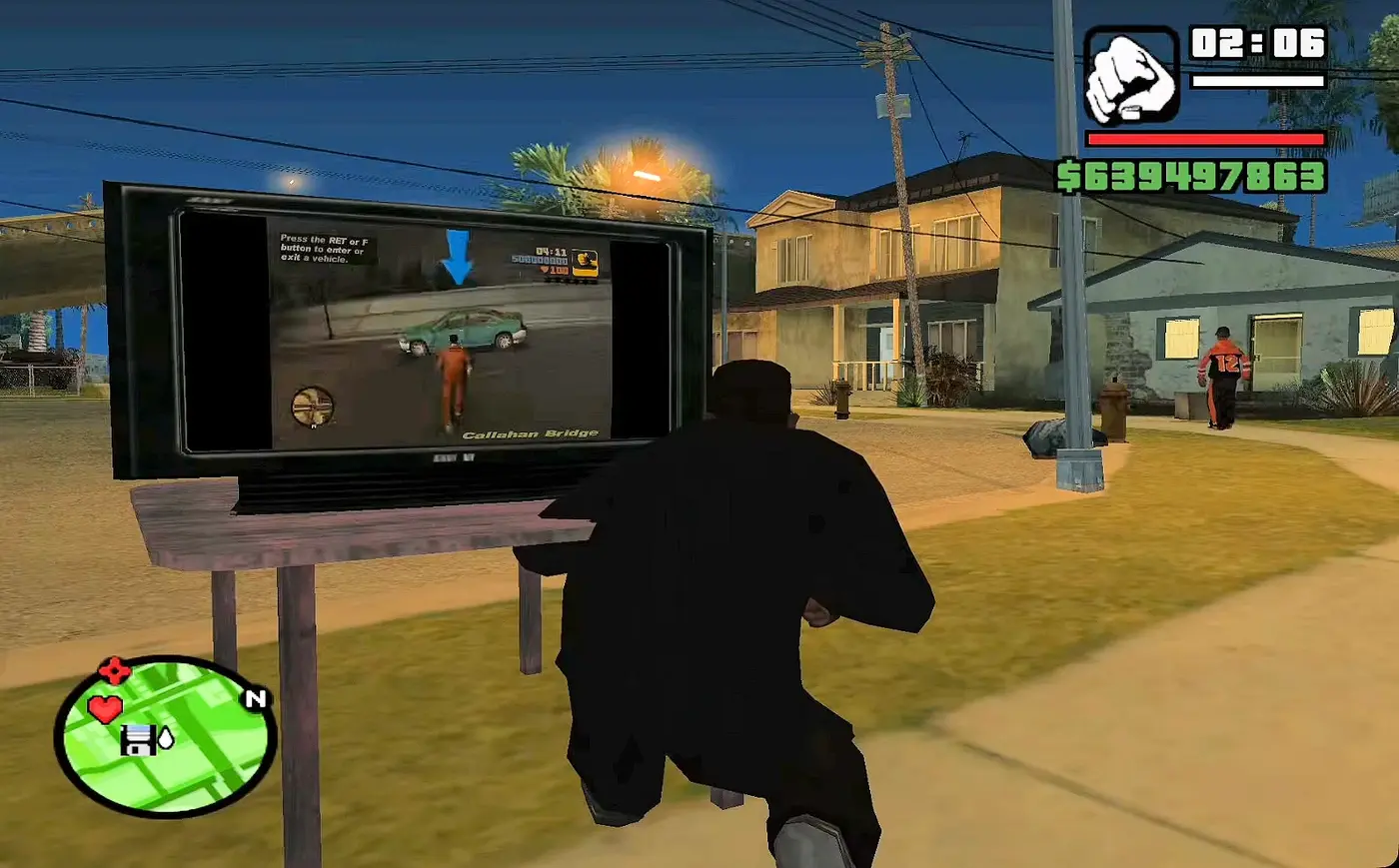modder runs gta iii inside gta san andreas on an ingame tv