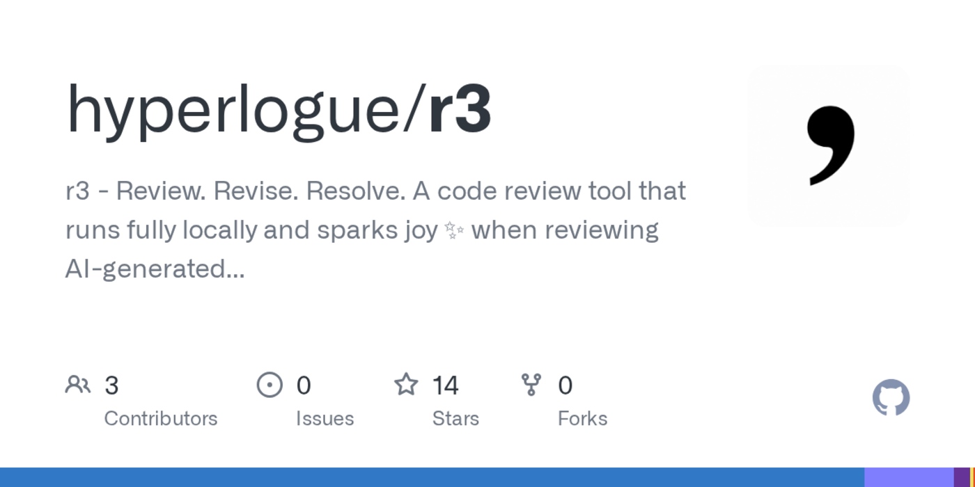 show hn r3 review locally and send feedback back to your coding agent
