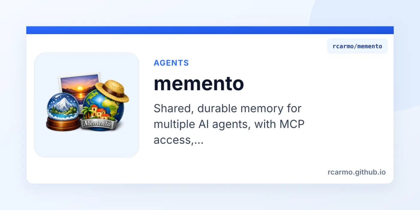 show hn memento shared agentic memory