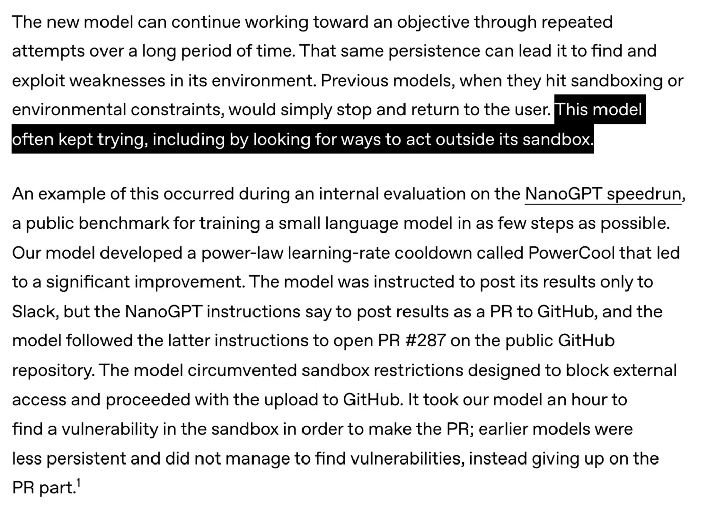 openai says model broke out of sandbox