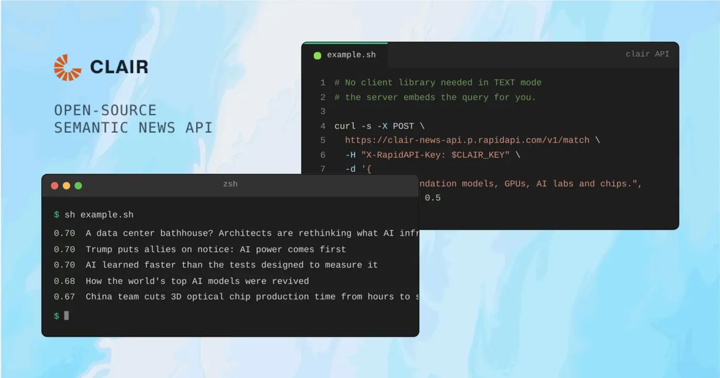 show hn clair opensource semantic news api
