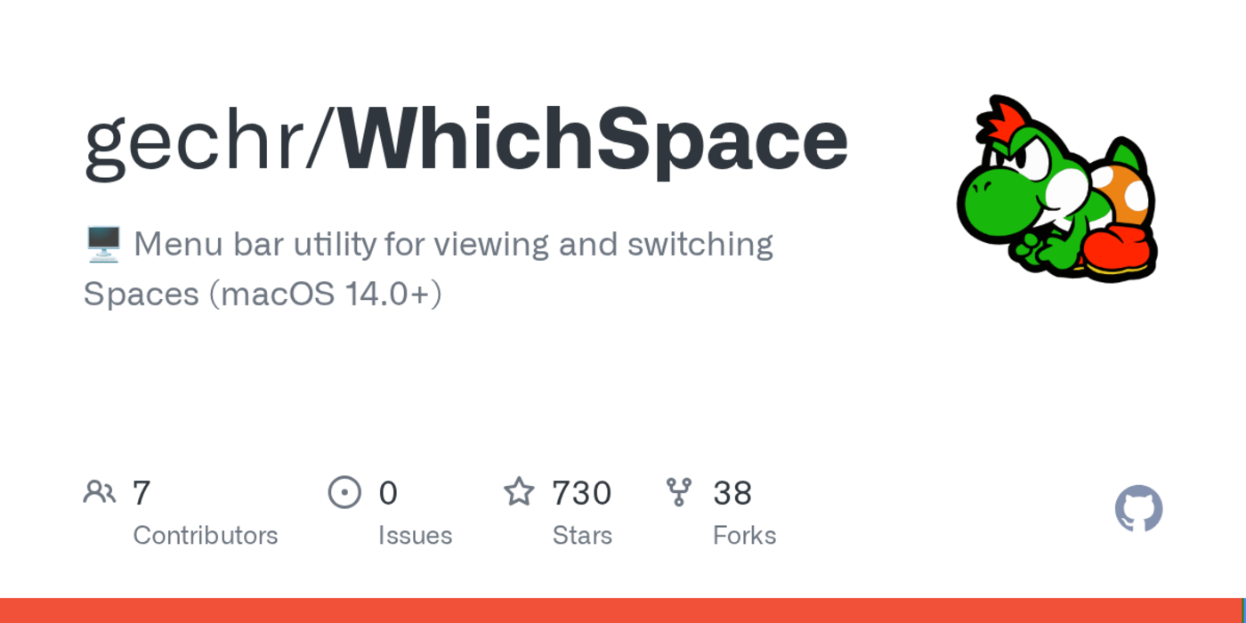 whichspace macos menu bar utility for viewing and switching spaces