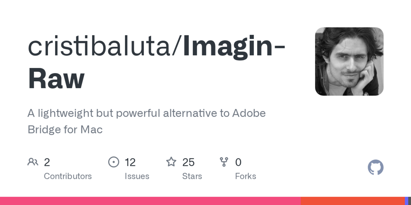 show hn imagin raw a 9mb opensource alternative to adobe bridge for mac