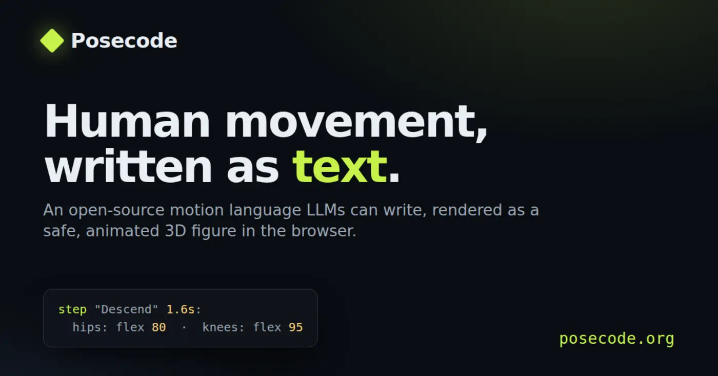 show hn posecode a text language and renderer for human movement