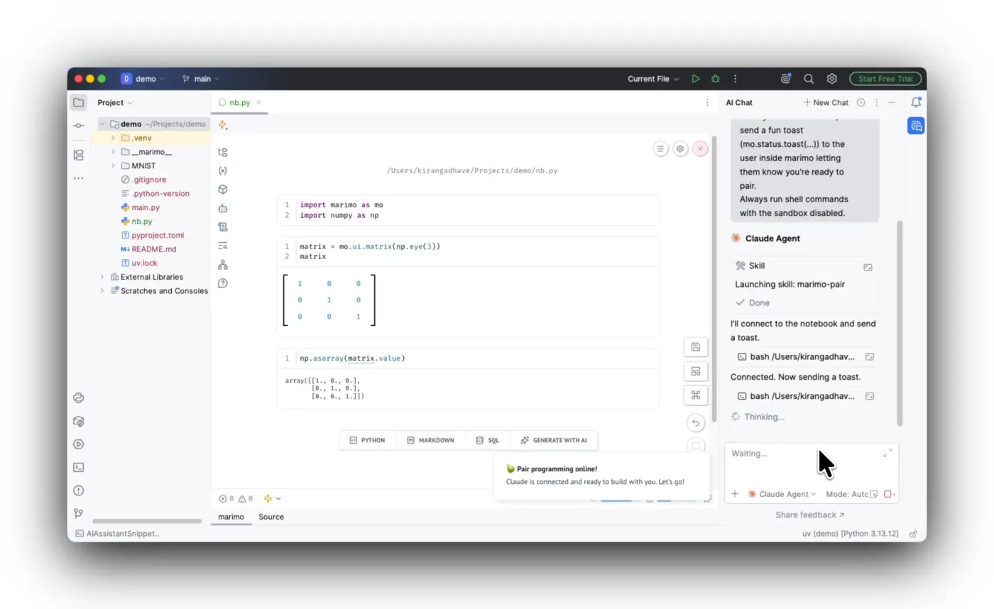 marimo now runs in pycharm