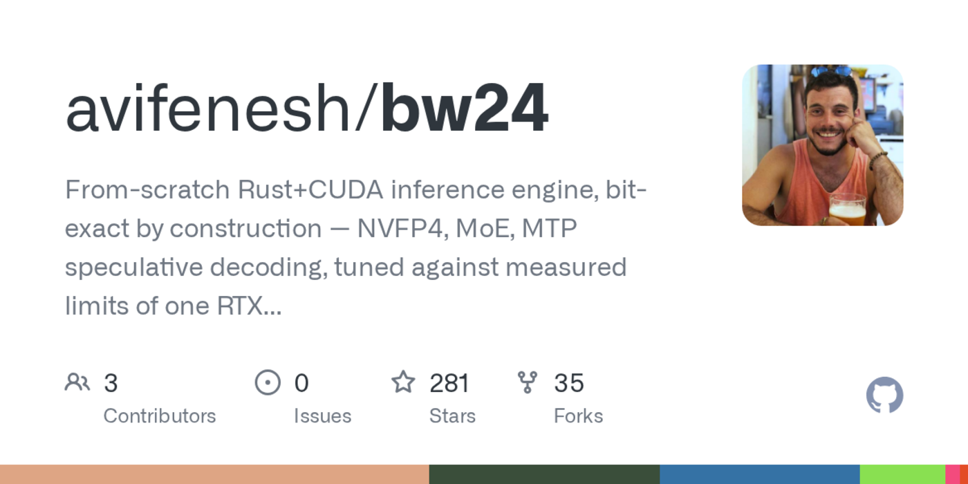 bw24 from scratch rustcuda inference every kernel tuned for sm120a