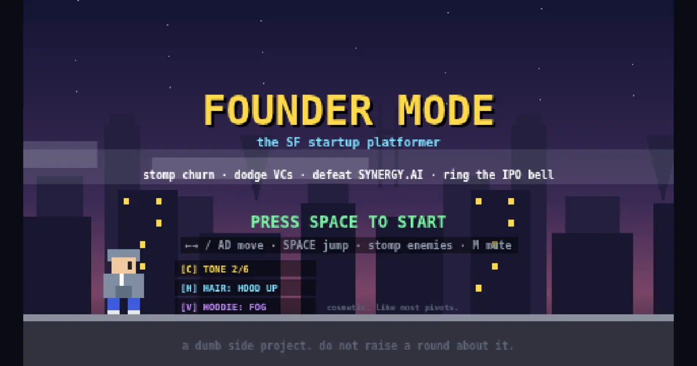show hn sf speedrun a mario style game about surviving sf startup culture