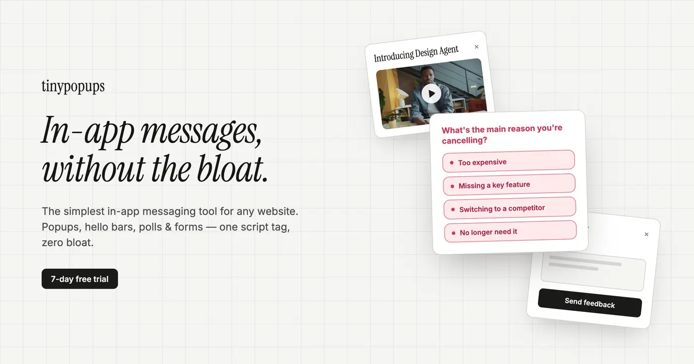 show hn i vibe coded tinypopups a simple tool for inapp popups and feedback