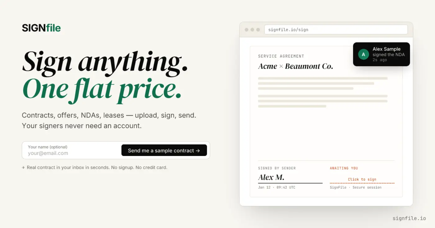 signfile sign anything one flat price