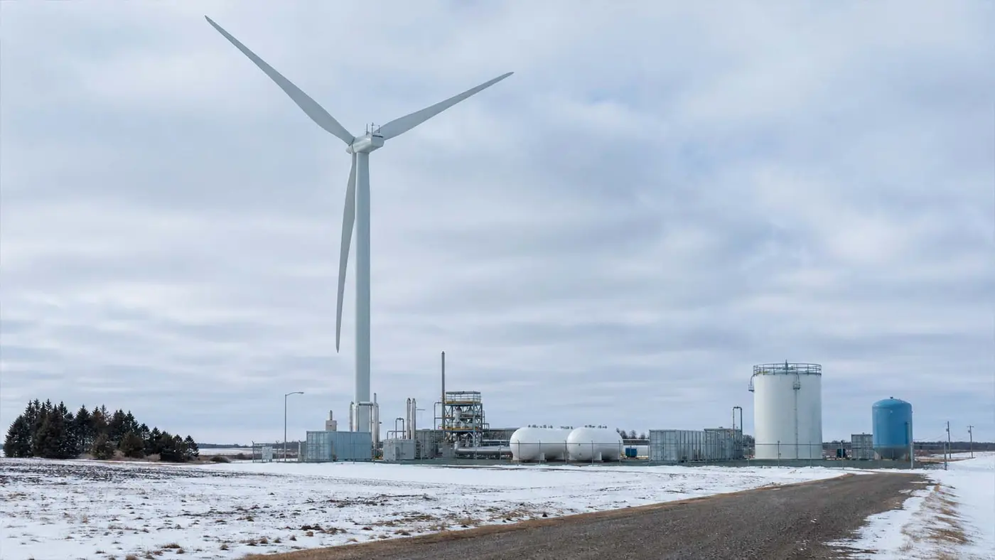 wind turbine is being used to produce zerocarbon quotgreen ammoniaquot fertilizer