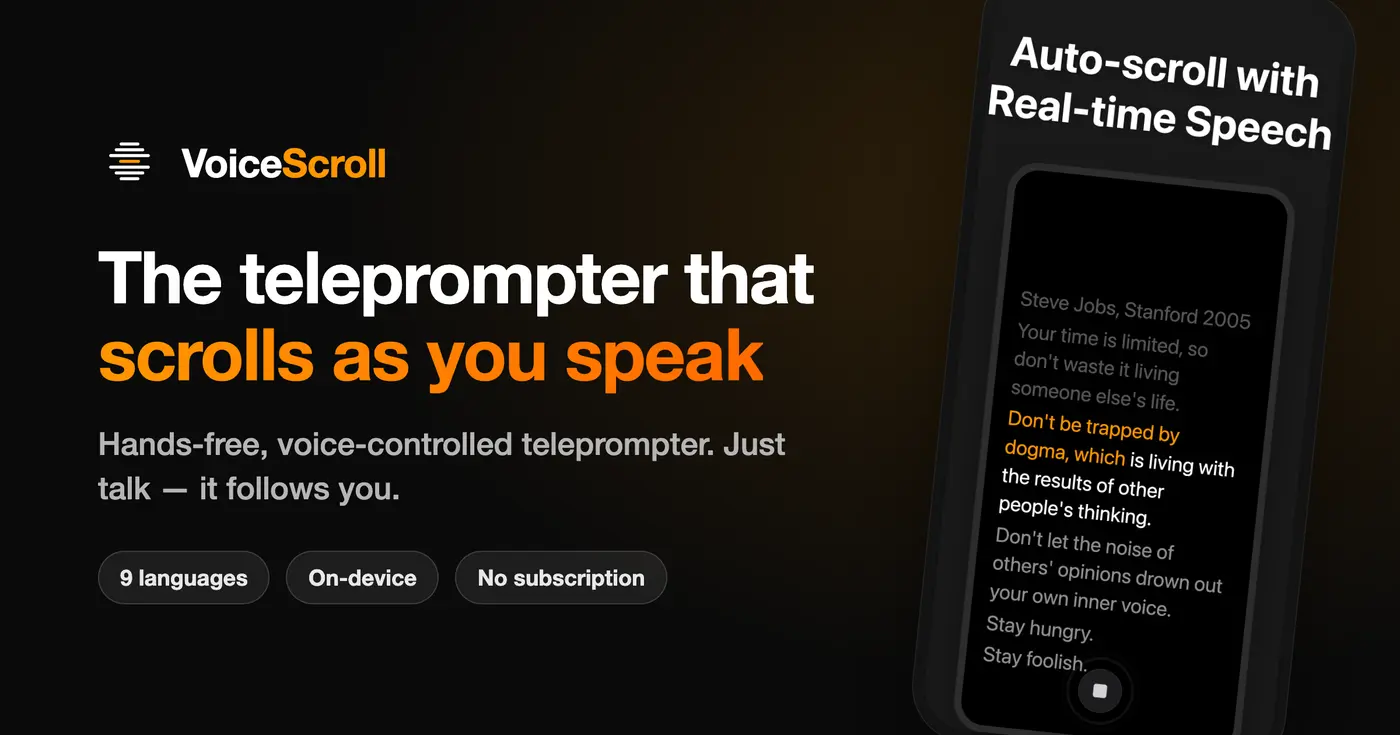show hn voicescroll a teleprompter that scrolls as you speak