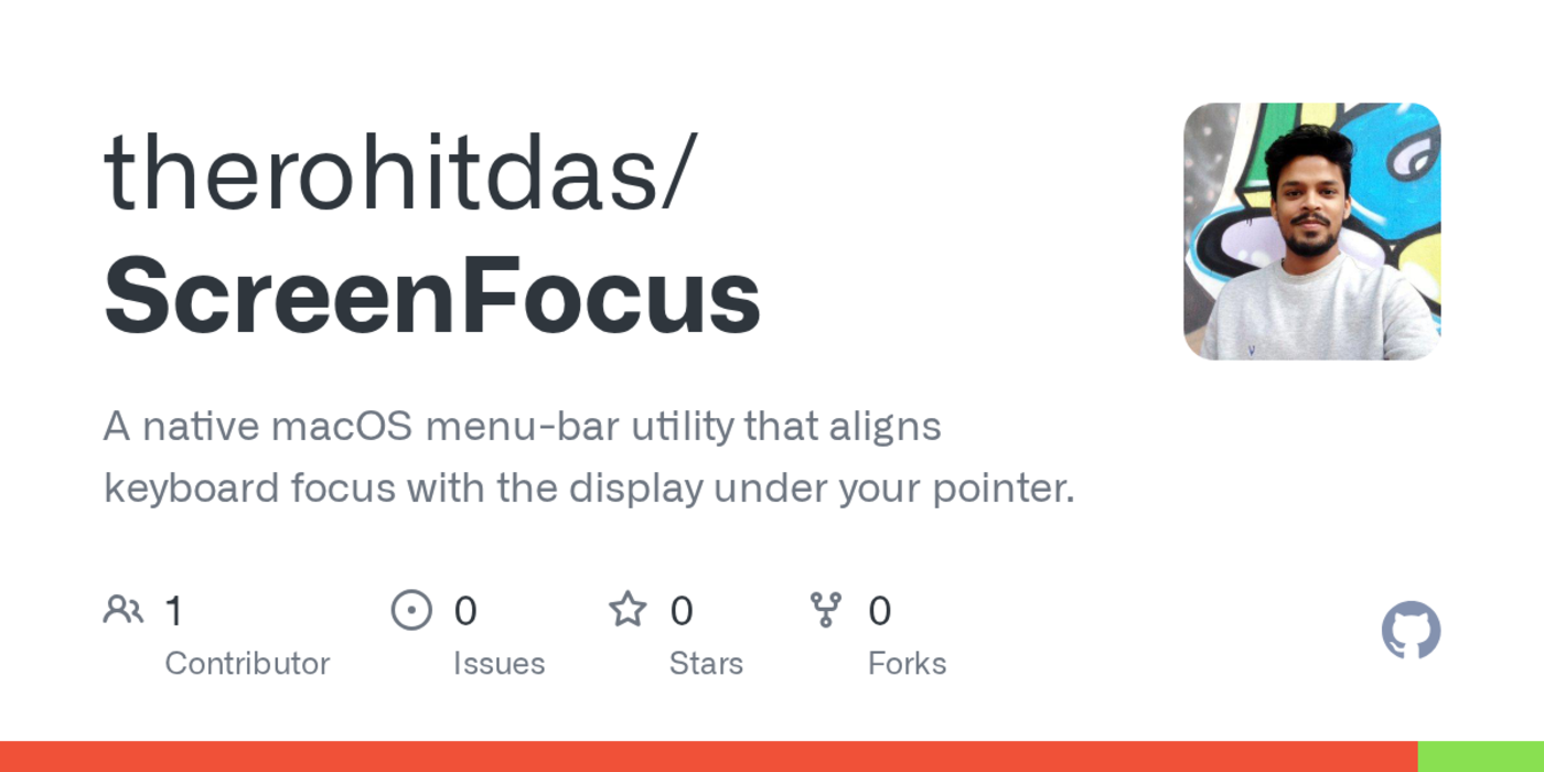 show hn screenfocus keyboard focus follows the pointer across mac displays