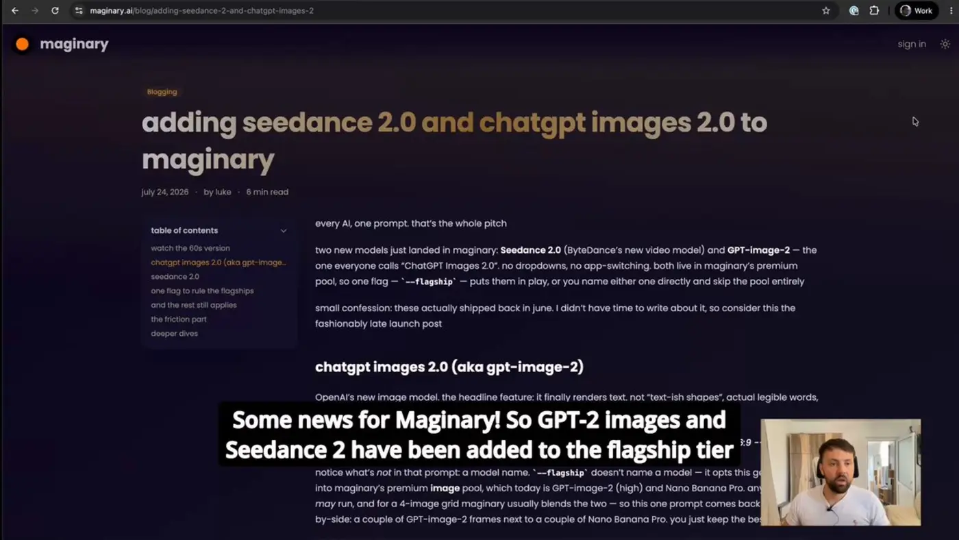 show hn maginaryai gets seedance2 and gptimages2 support