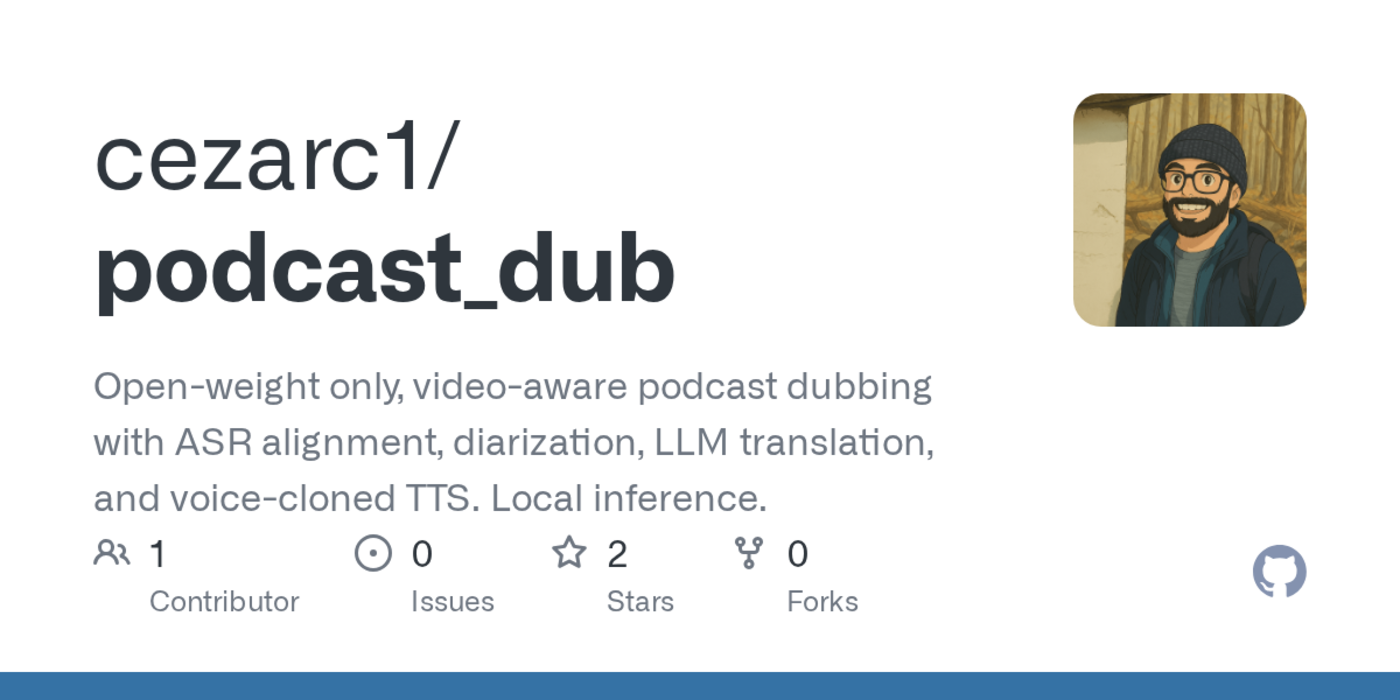 show hn dub any podcast in your language using local models