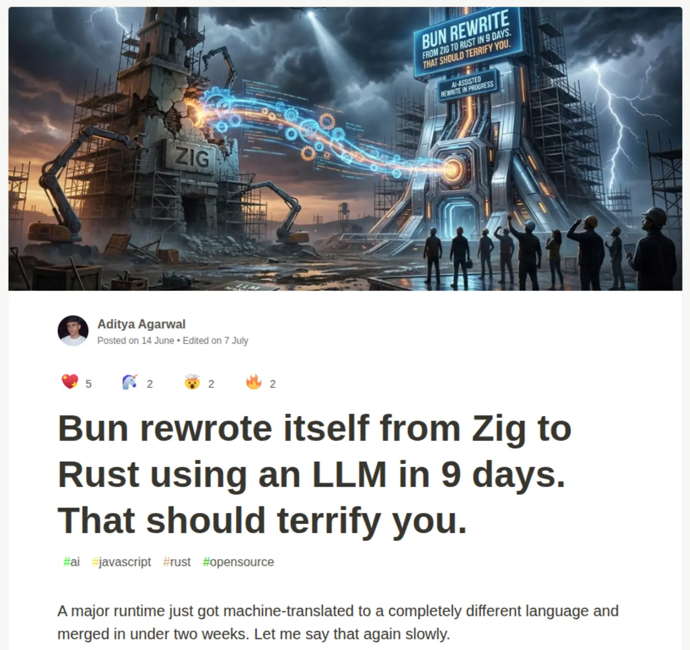 how is the bun rewrite in rust going