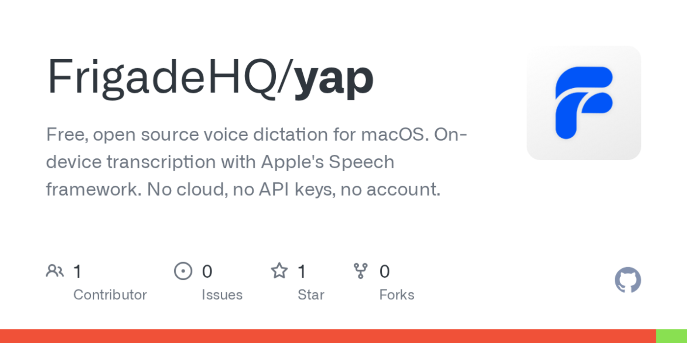 show hn yap oss ondevice voice dictation for macos with no model to download