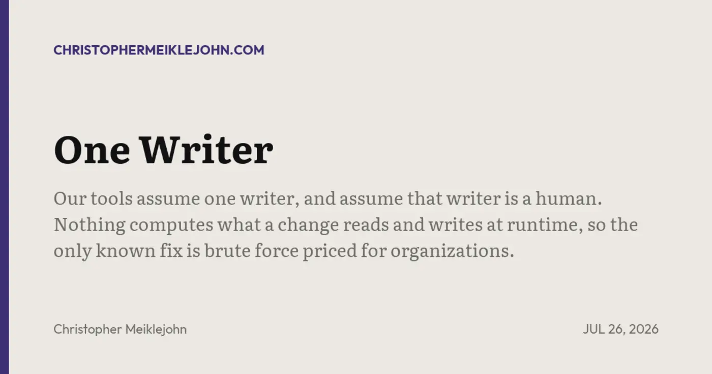 our toolchain assumes one human writer ai agents break that illusion