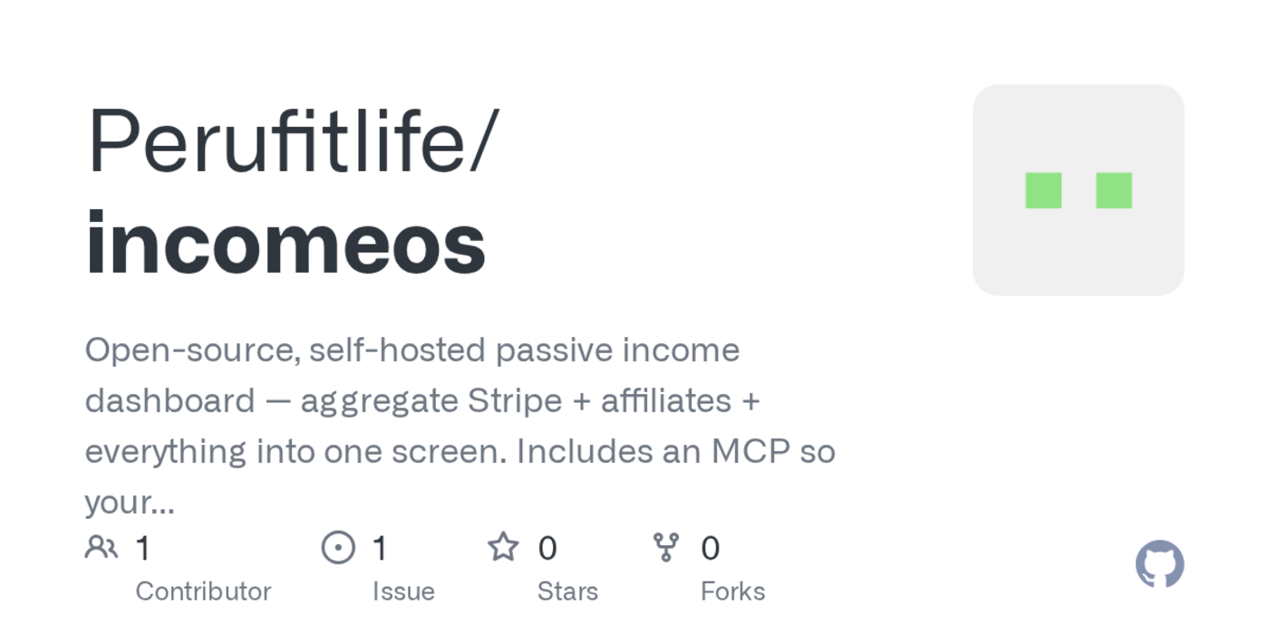 show hn incomeos income from many small sources in one screen and an mcp