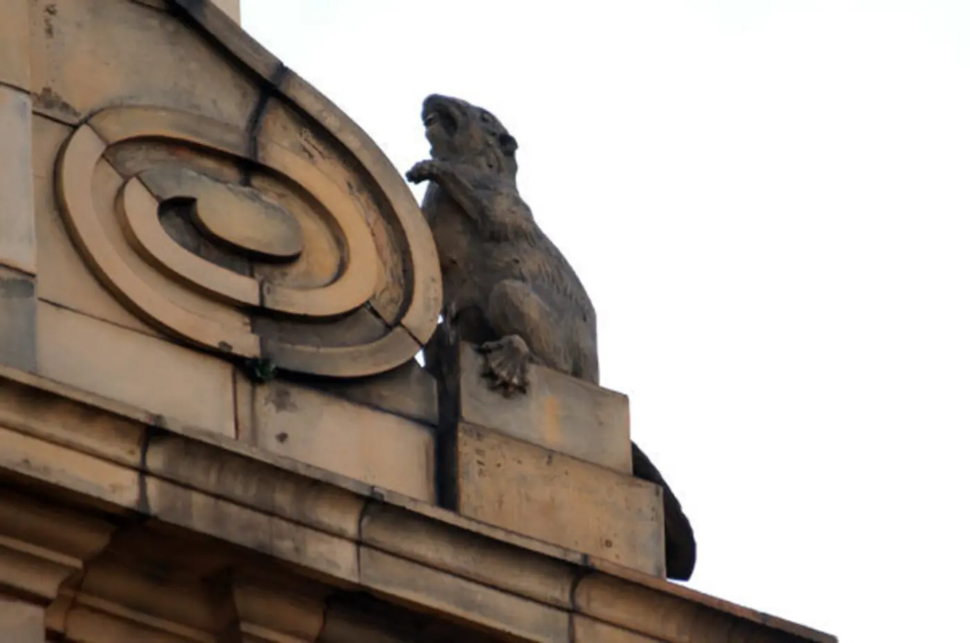 why are there statues of beavers on top of this oxford street shop