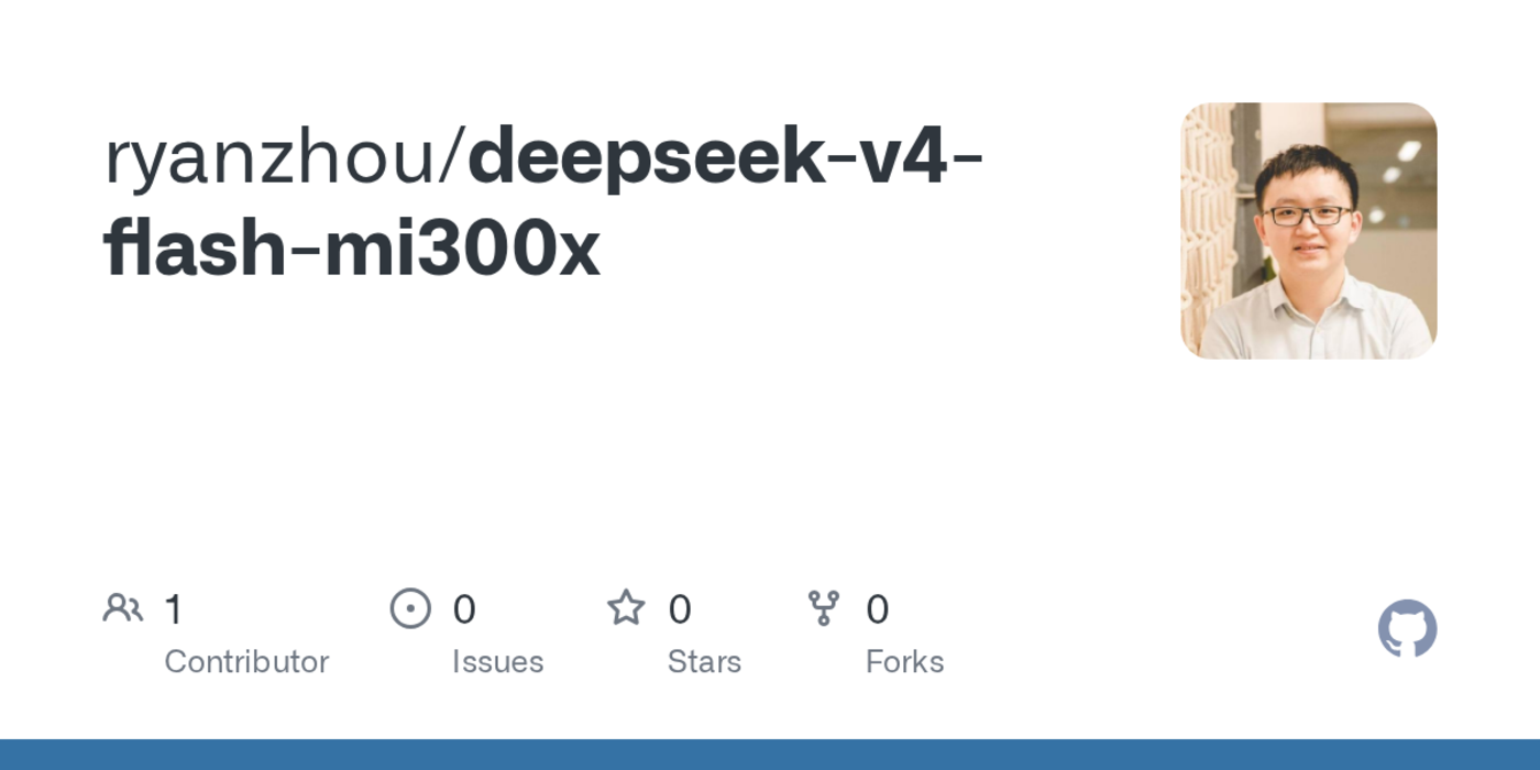 deepseek v4 flash on a single amd mi300x