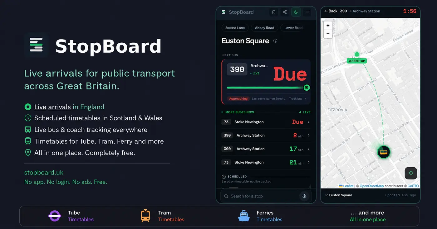 show hn realtime bus tracker for every stop in great britain built on bods