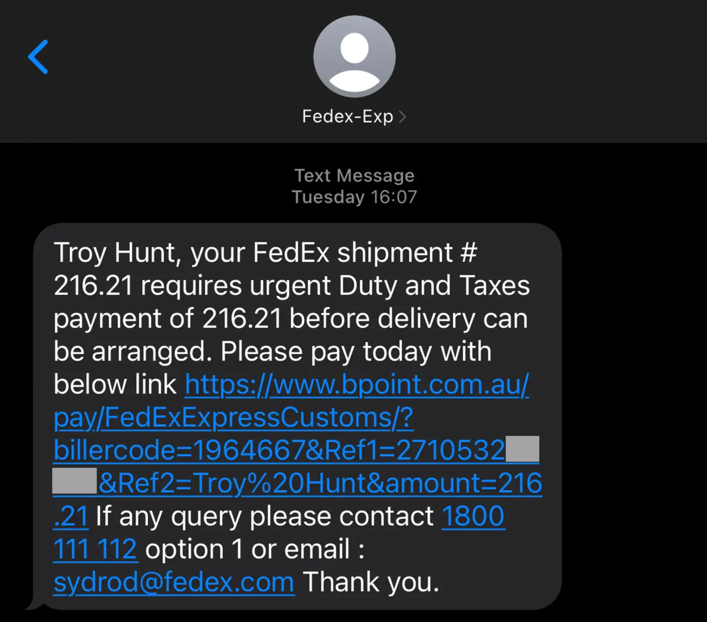 thanks fedex this is why we keep getting phished 2024