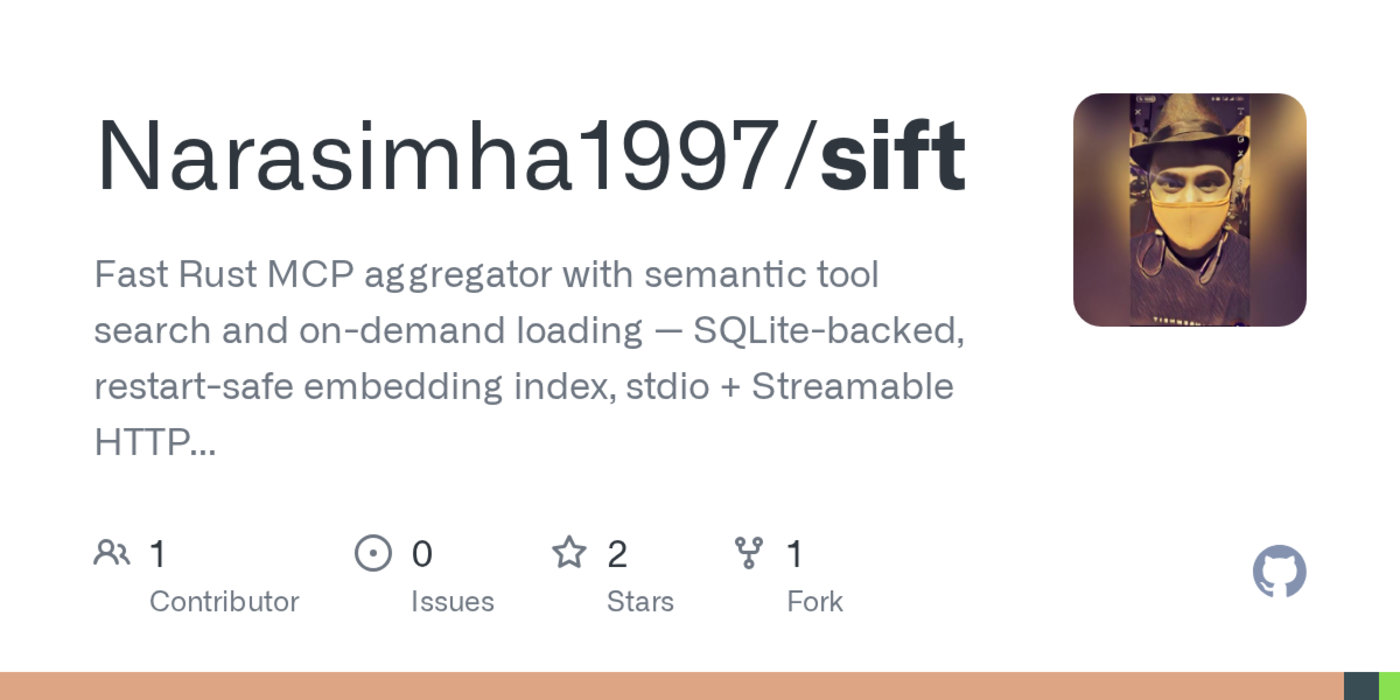 show hn sift mcp aggregator that exposes 2 tools instead of hundreds
