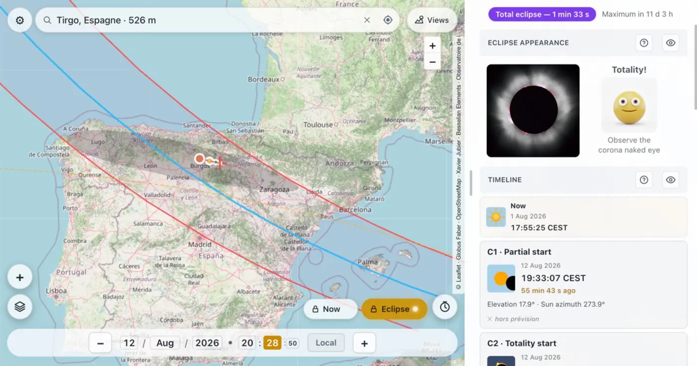 opensource interactive map for the aug 12 total solar eclipse