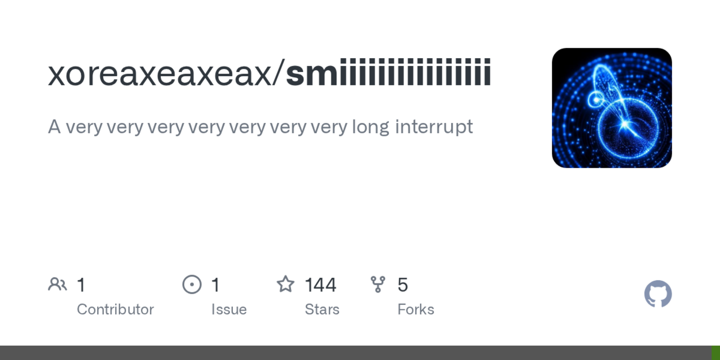 exploiting system management mode with a very long interrupt