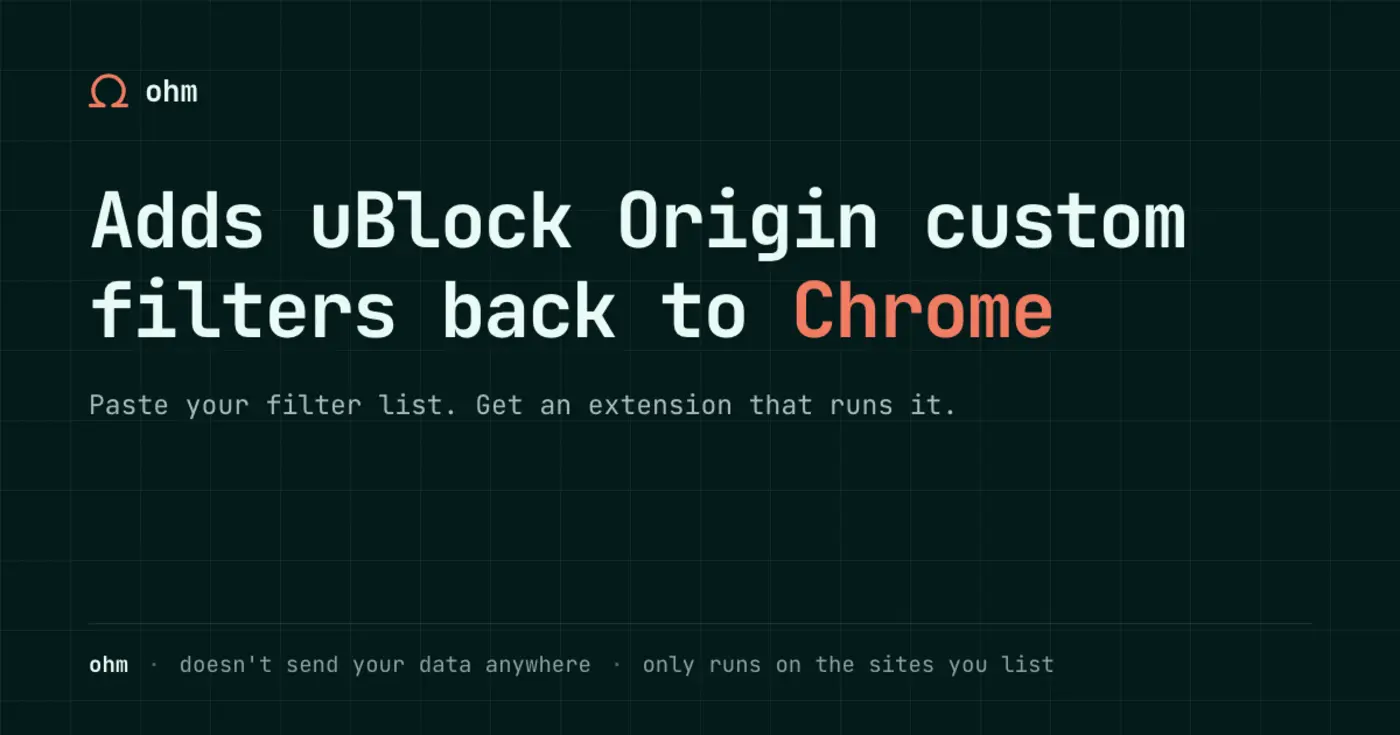 show hn ohm use ublock origin cosmetic filters in chrome again