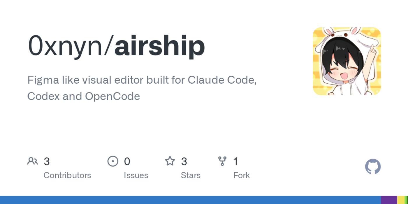 show hn airship figmalike visual editor for claude code codex and opencode