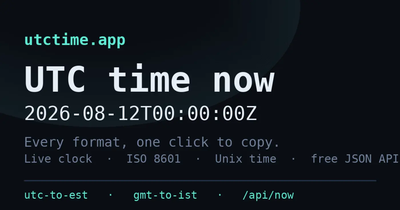 show hn utc time live clock iso 8601 unix timestamp