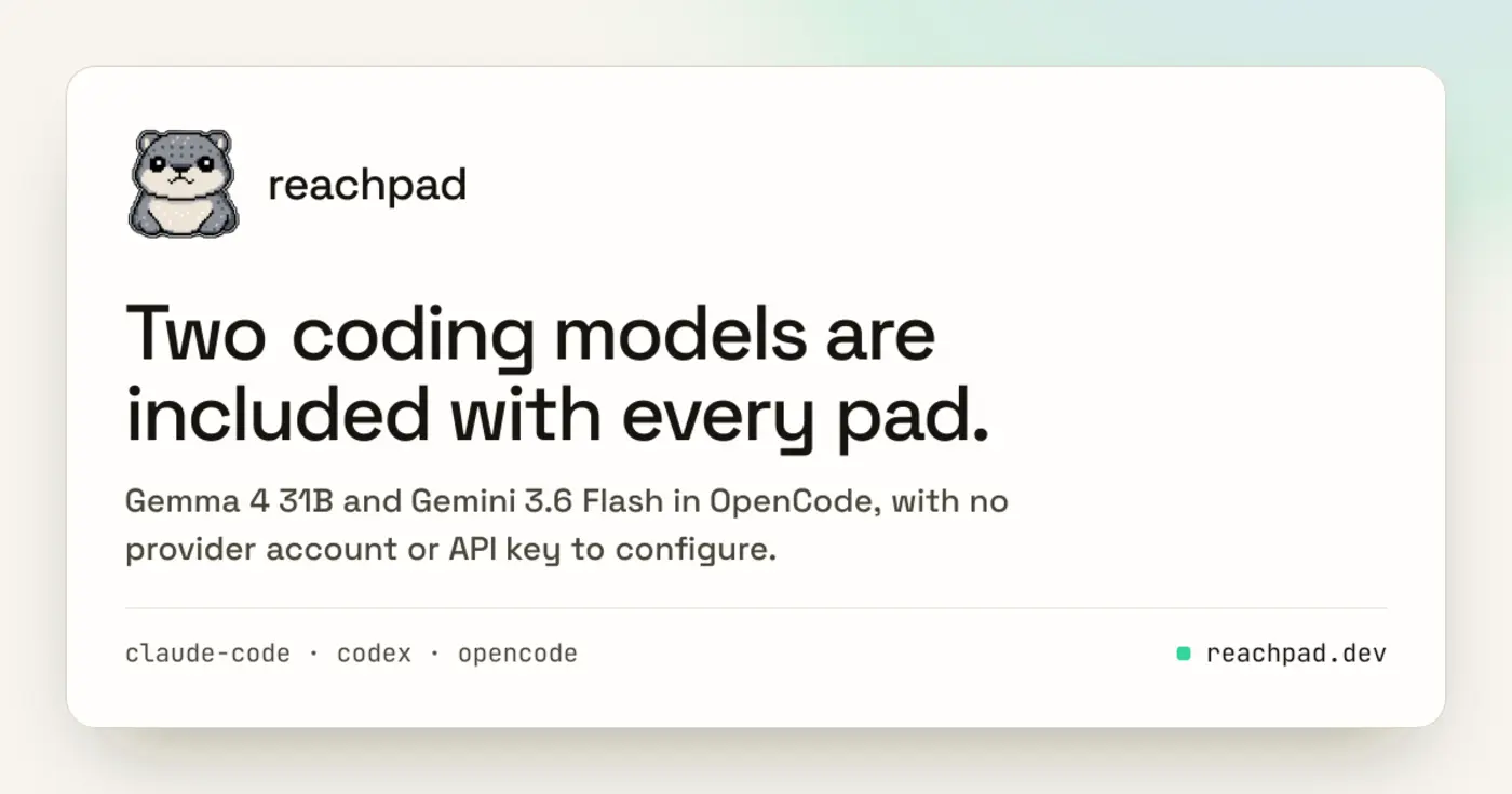 reachpad now includes free gemma 4 31b and gemini 36 flash