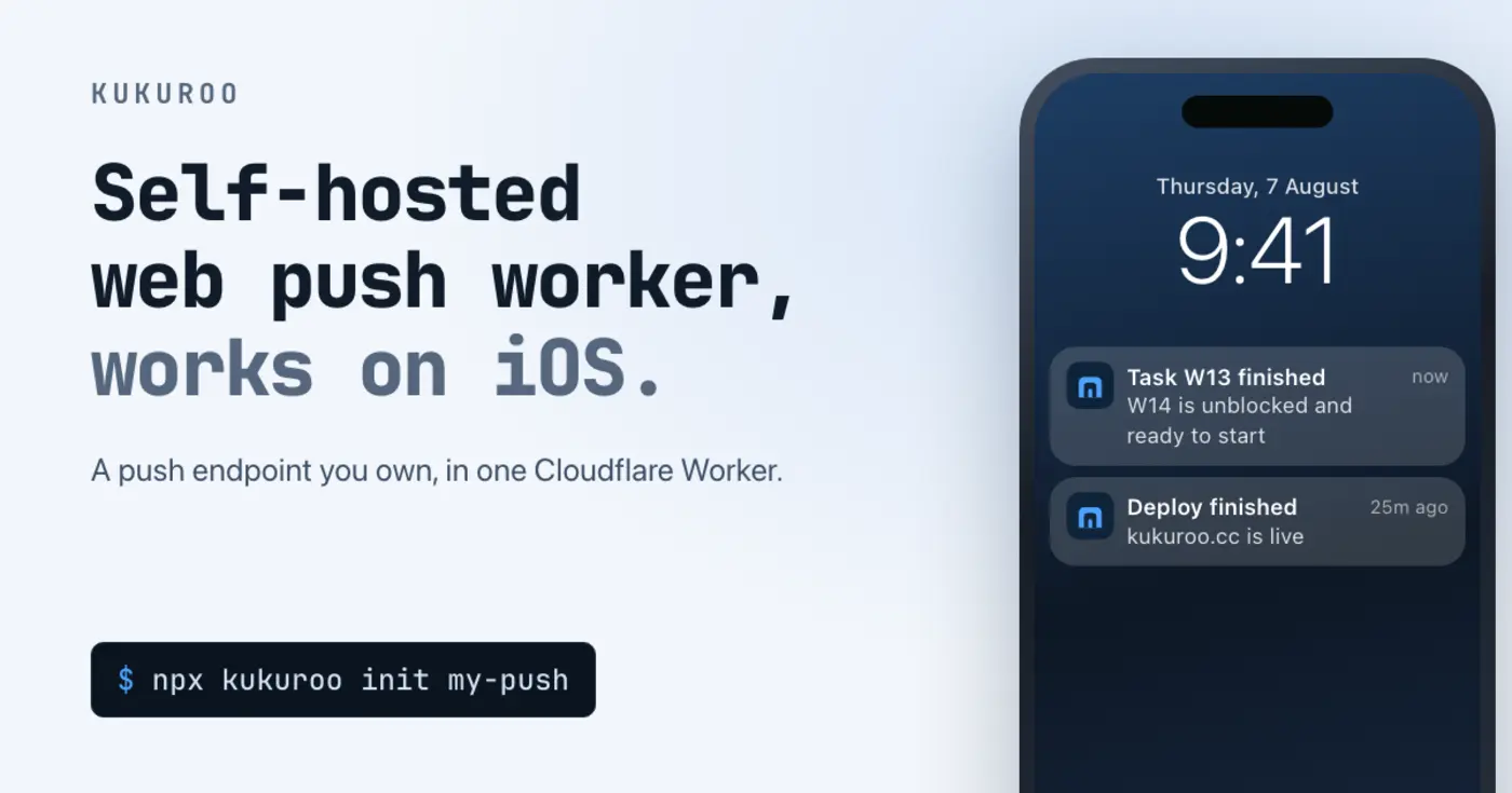 selfhosted web push cloudflare worker works on ios
